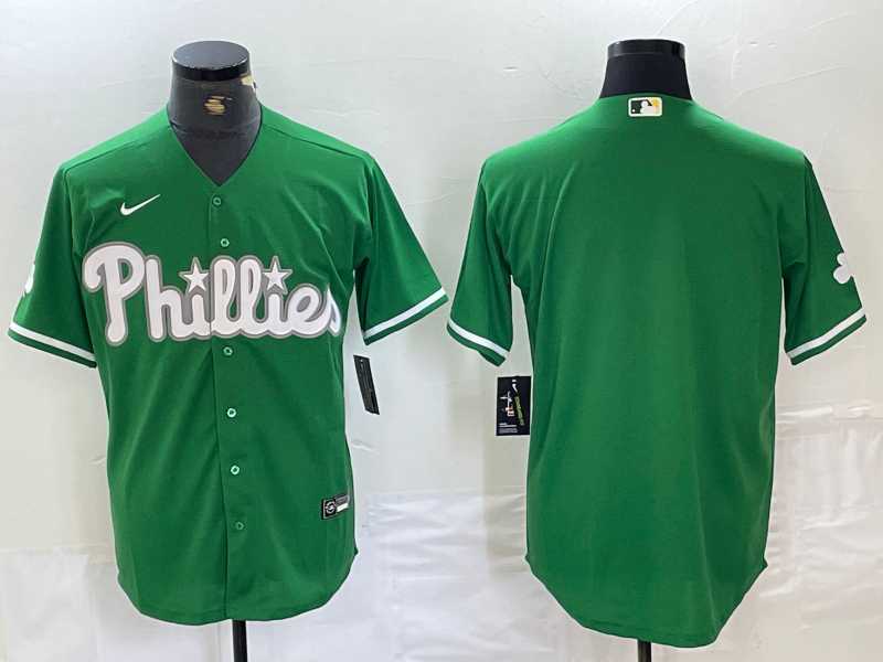 Mens Philadelphia Phillies Blank Green Celtic Stitched Cool Base Nike Jersey